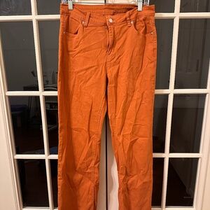 Women's High Waisted Boot Cut Burnt Orange Jeans | Size Large